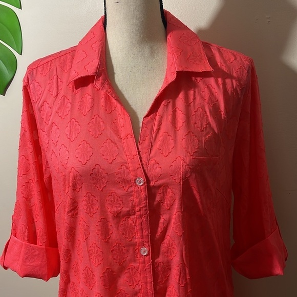 Talbots Medallion Jacquard Beach Shirt Swim CoverUp 100% Cotton size Small - Picture 9 of 11